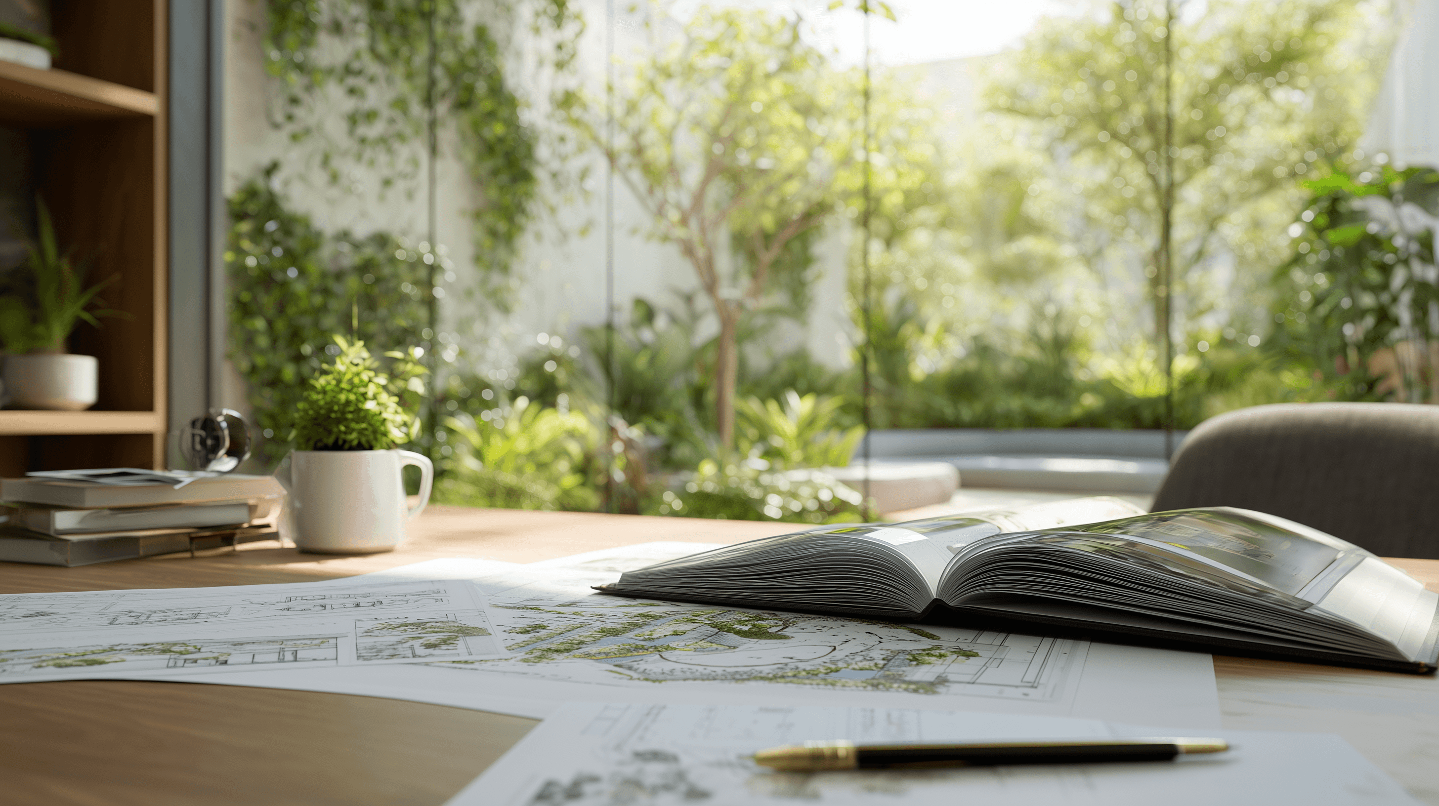 Landscaping proposal layouts and design materials.