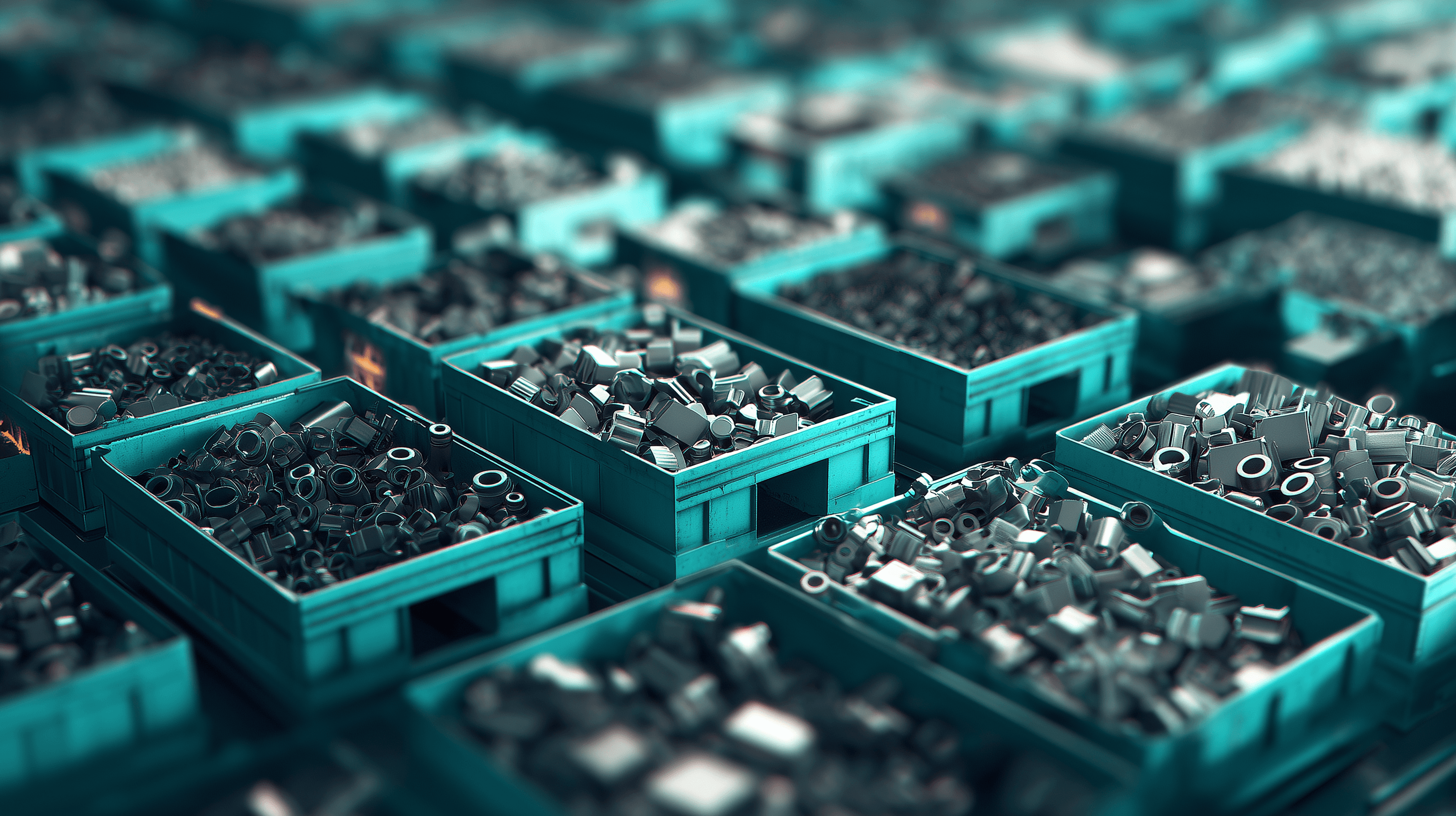 Physics simulator showing parts packing into bins.